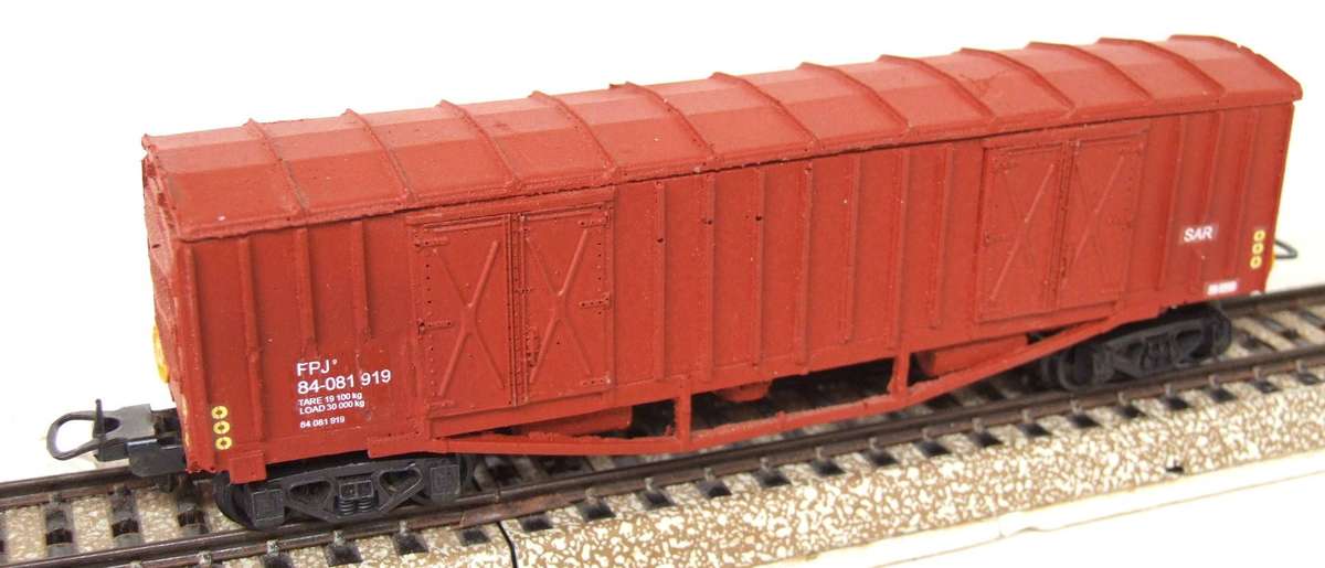 FREIGHT HO: Resin Molded SAR "FBJ" Closed Freight Wagon in Good, Used Condition