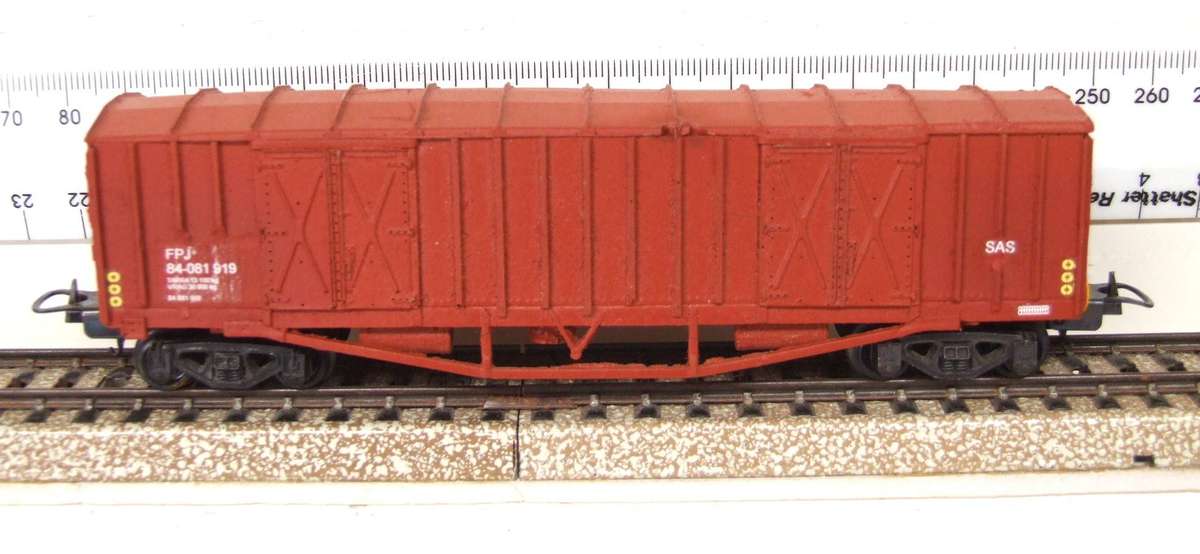 FREIGHT HO: Resin Molded SAR "FBJ" Closed Freight Wagon in Good, Used Condition