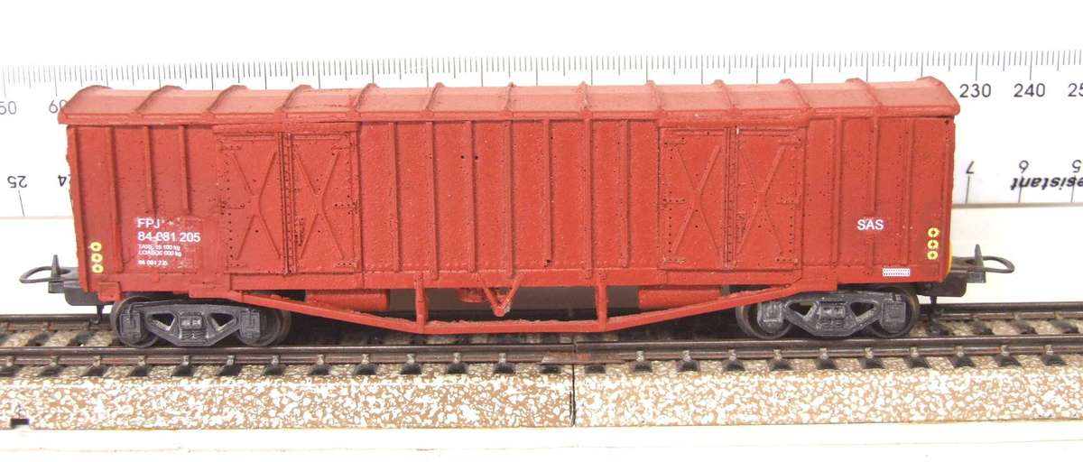 FREIGHT HO: Resin Molded SAR "FBJ" Closed Freight Wagon in Good, Used Condition