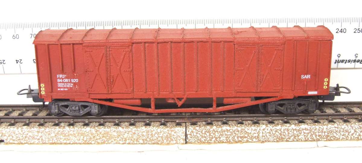 FREIGHT HO: Resin Molded SAR "FBJ" Closed Freight Wagon in Good, Used Condition
