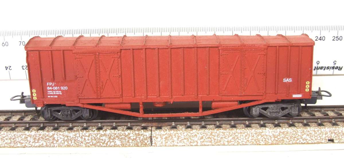 FREIGHT HO: Resin Molded SAR "FBJ" Closed Freight Wagon in Good, Used Condition