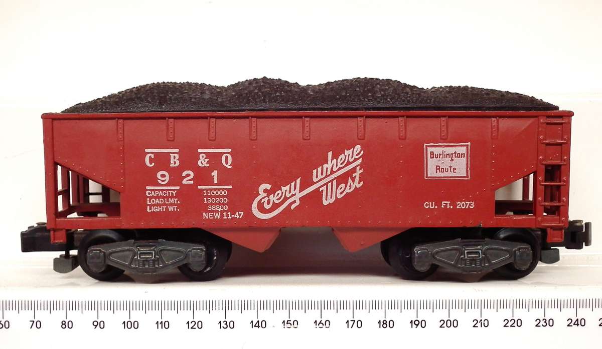 AMERICAN FLYER S:  Vintage 2 Bay CB &Q Coal Hopper in Good Un-Boxed condition(USA)