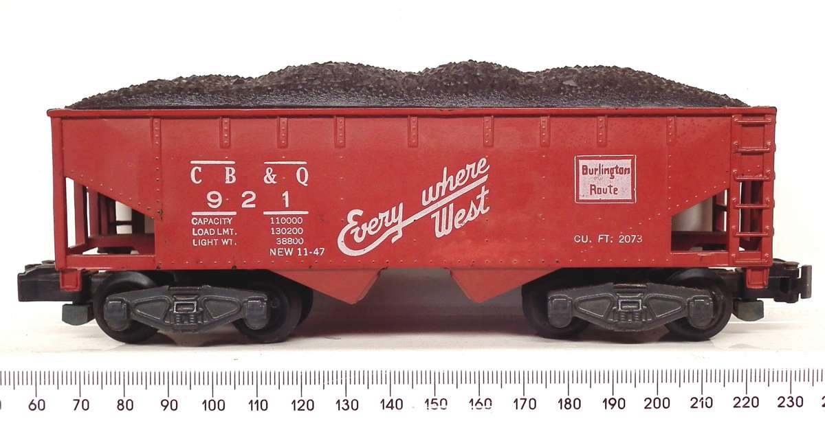 AMERICAN FLYER S:  Vintage 2 Bay CB &Q Coal Hopper in Good Un-Boxed condition(USA)