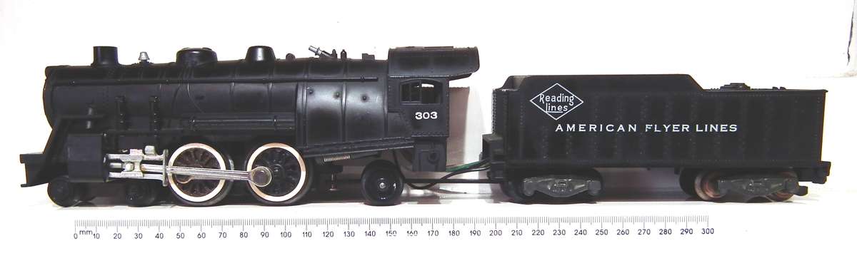 AMERICAN FLYER S:  Vintage 4-4-2 AC Steam Loco(303) with Tender in Very Good Un-Boxed condition(USA)
