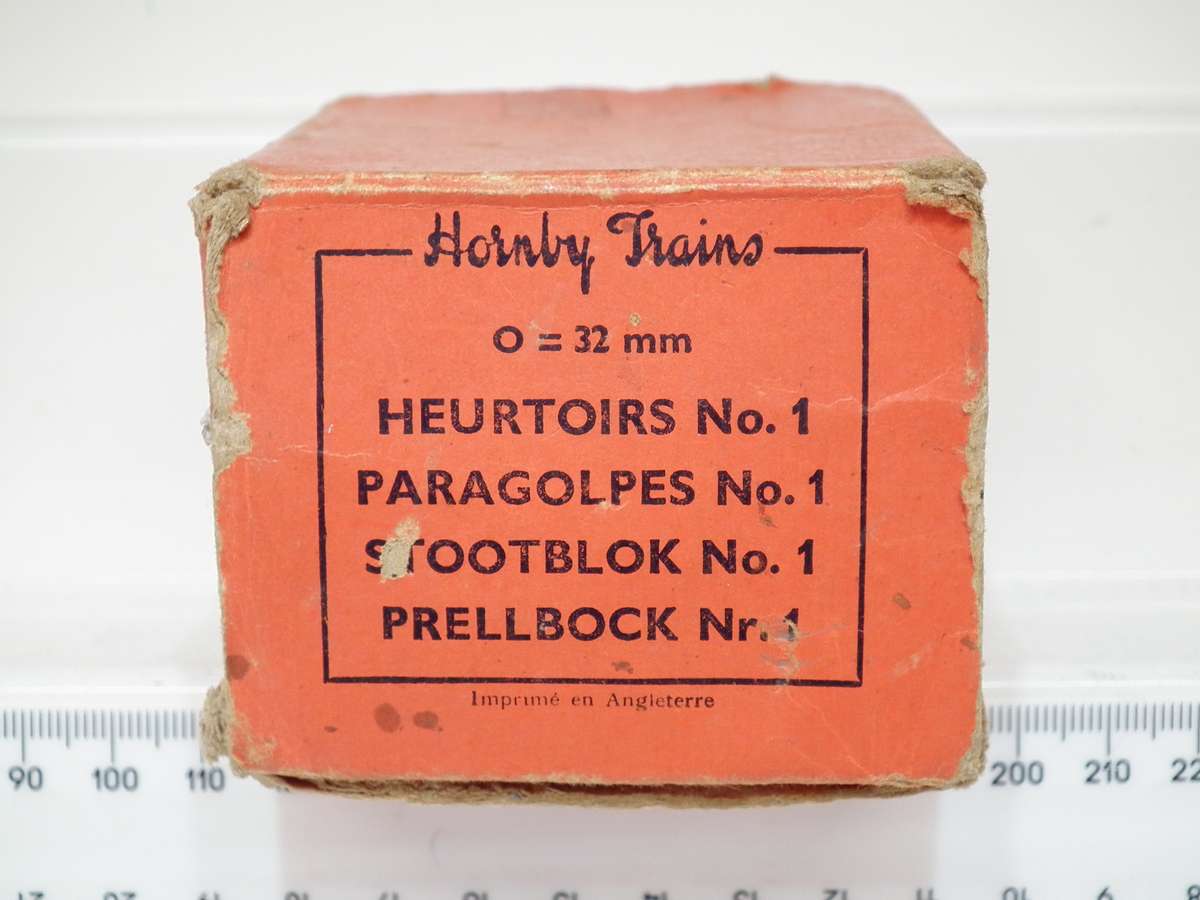 HORNBY O: Vintage English Tin Metal Buffer Stop in Fair Boxed condition(England)