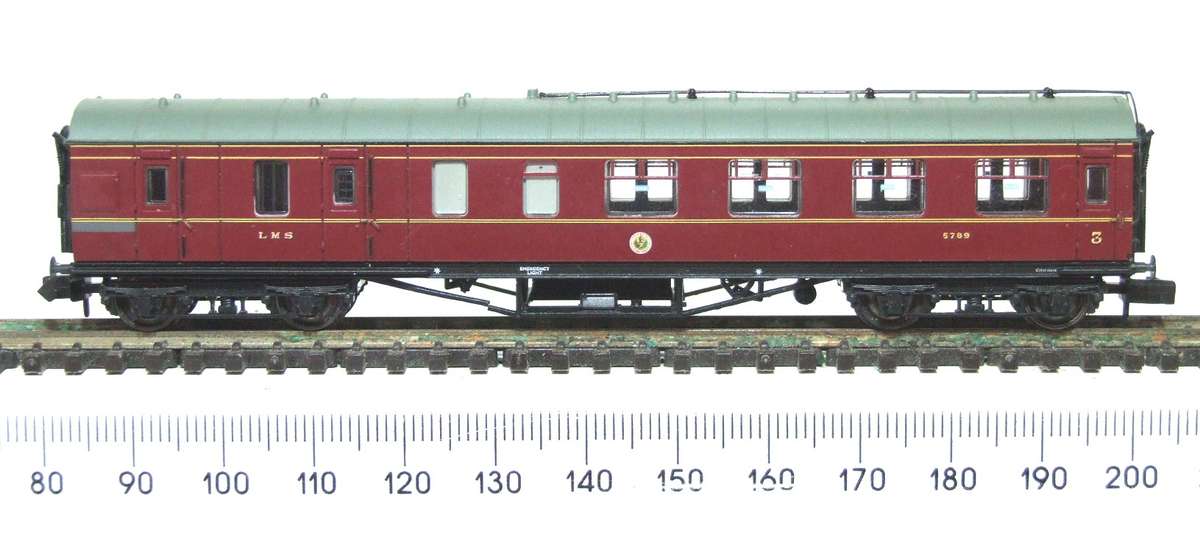 BACHMANN N:  Vintage "LMS" Passenger Coach in Good Boxed condition.