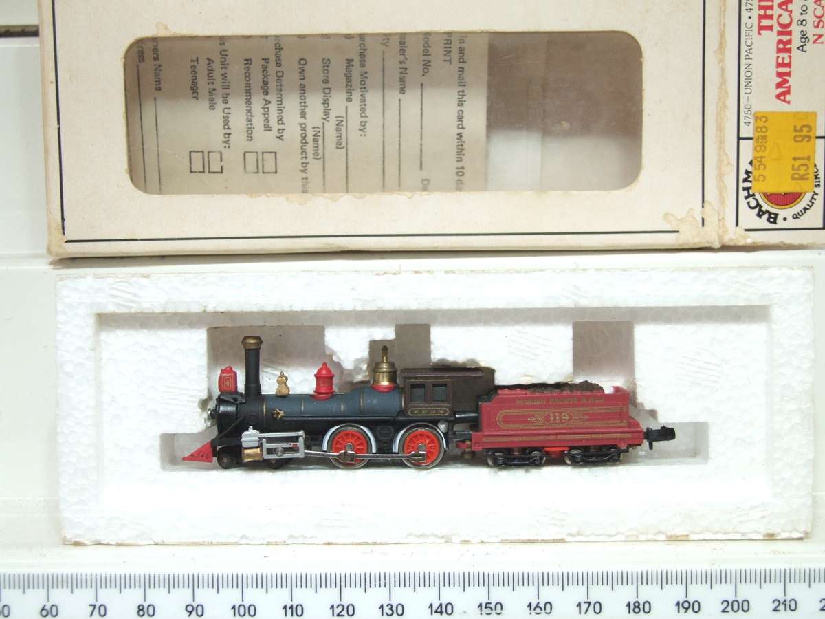 BACHMANN N:  Vintage "UNION PACIFIC RD" 4-4-0 Steam Locomotive in Good Boxed condition (USA)