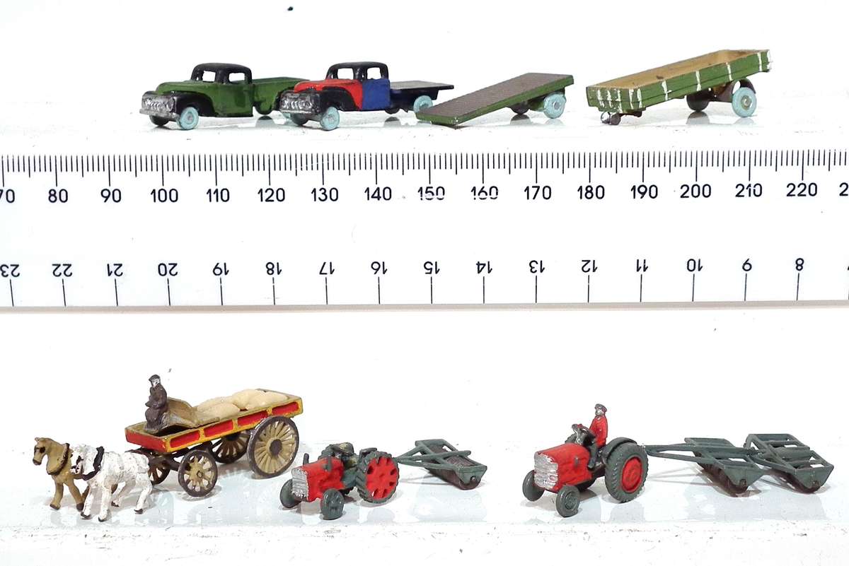 SCENERY N:  9pc All Metal Vintage Farm Models in Fair Used Packaged Condition.(?)