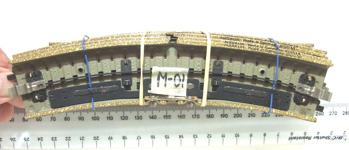 MARKLIN HO:  12pc Mixed Metal M-Track with Metal Underlay in Good, Used Condition.(W Germany)