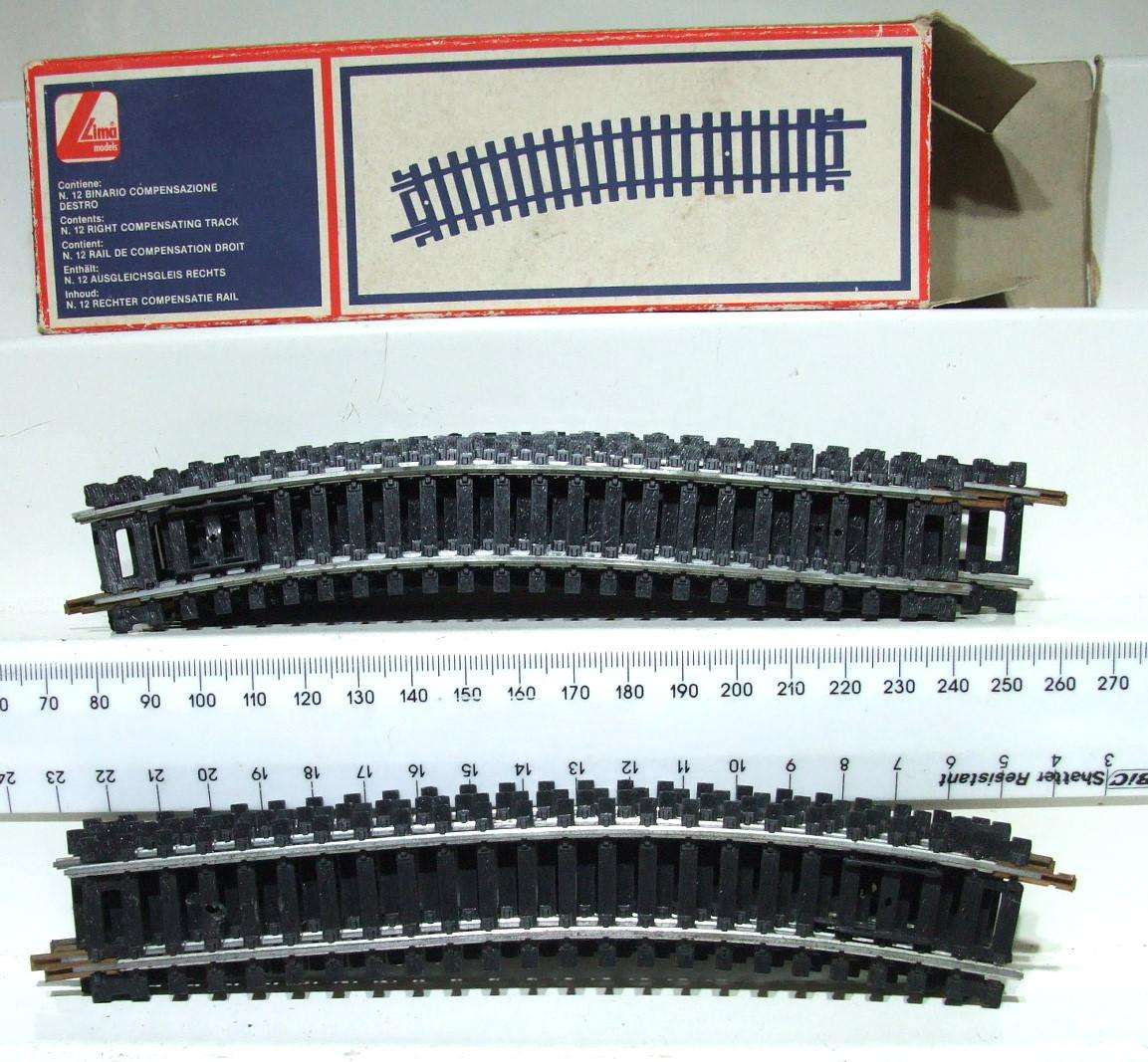 LIMA HO: 8x LH + 4x RH Compensation Steel Track(403036/35) in Good Used Boxed condition.(Italy))