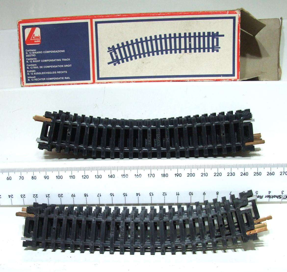 LIMA HO: 8x LH + 4x RH Compensation Steel Track(403036/35) in Good Used Boxed condition.(Italy))