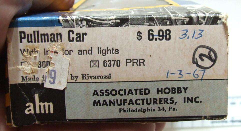 RIVAROSSI HO: Detailed US "PENCELVANIA" Passenger Coach with Lights in Good Un-Boxed condition.