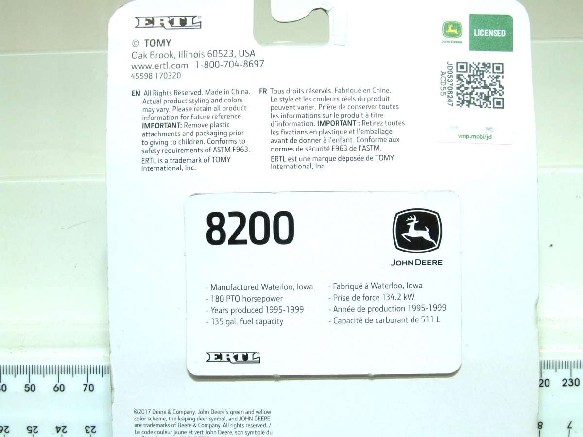 TOMY HO: Highly Detailed John Deere 8200  in New Boxed Condition.