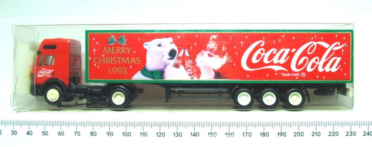 HERPA HO: Highly Detailed Coca-Cola Mercedes Benz Truck & Trailer  in Like New Boxed Condition.
