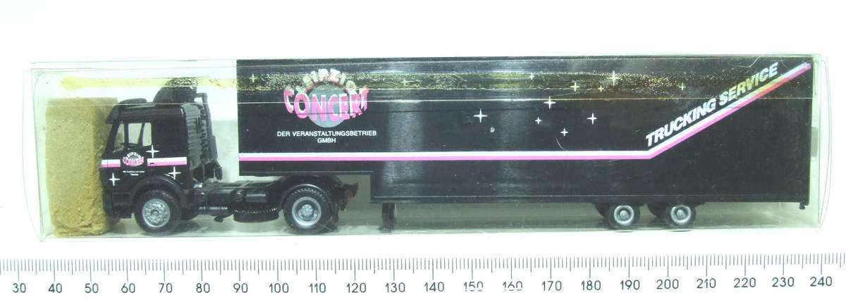 HERPA HO: Highly Detailed LEIPZIG CONCERT Mercedes Benz Truck & Trailer in Like New Boxed Condition.