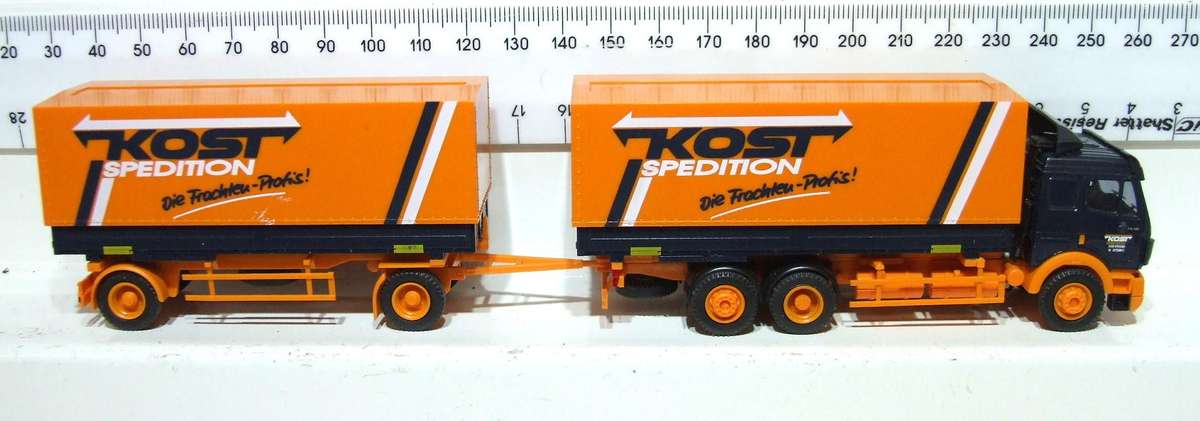 AMW HO: Highly Detailed " KOST" Mercedes Benz Truck & Trailer in Very Good Un-Boxed Condition.