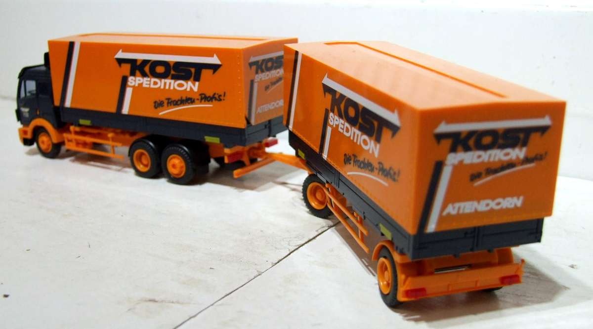 AMW HO: Highly Detailed " KOST" Mercedes Benz Truck & Trailer in Very Good Un-Boxed Condition.