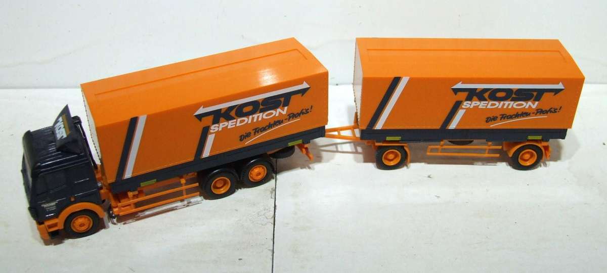 AMW HO: Highly Detailed " KOST" Mercedes Benz Truck & Trailer in Very Good Un-Boxed Condition.