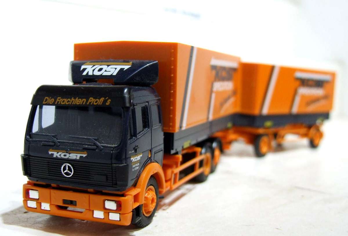 AMW HO: Highly Detailed " KOST" Mercedes Benz Truck & Trailer in Very Good Un-Boxed Condition.