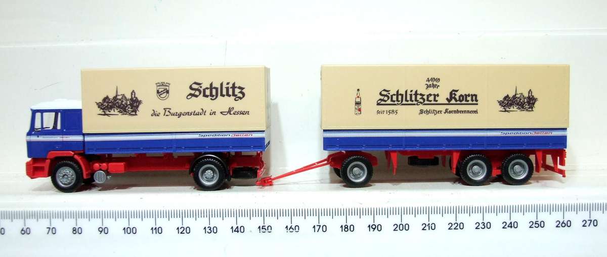 HERPA HO: Highly Detailed "SCHLITZER KORN" MAN Truck & Trailer in Good Un-Boxed Condition.