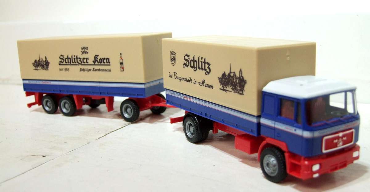 HERPA HO: Highly Detailed "SCHLITZER KORN" MAN Truck & Trailer in Good Un-Boxed Condition.