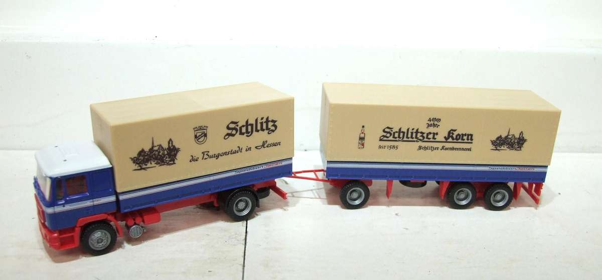 HERPA HO: Highly Detailed "SCHLITZER KORN" MAN Truck & Trailer in Good Un-Boxed Condition.