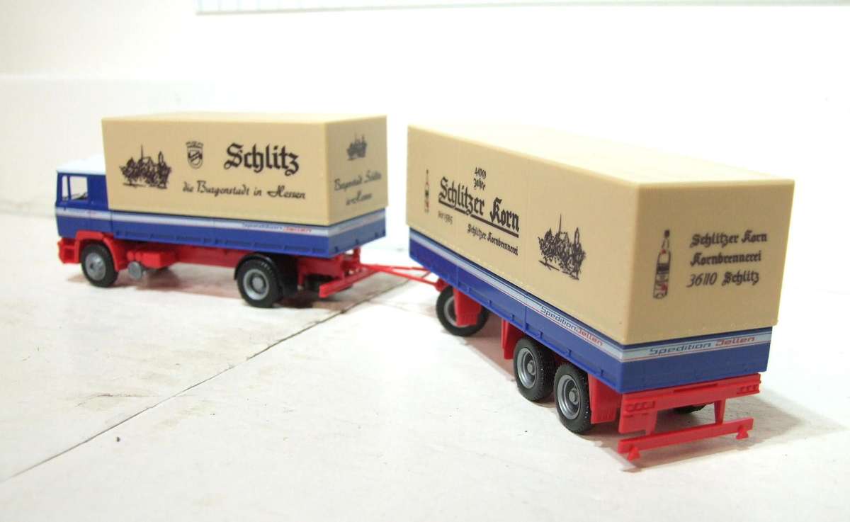 HERPA HO: Highly Detailed "SCHLITZER KORN" MAN Truck & Trailer in Good Un-Boxed Condition.