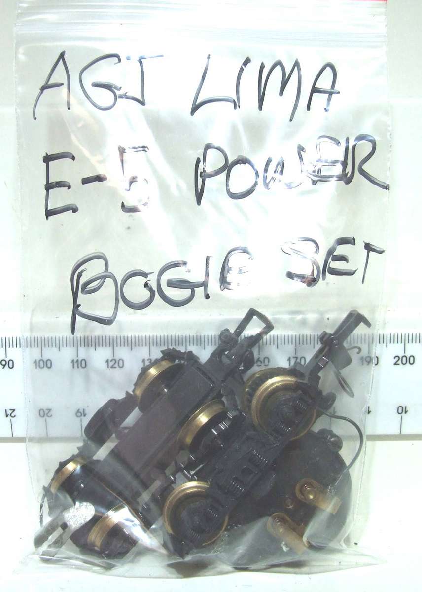 LIMA HO: SAR E5 Loco Power Bogies with Low Gearing Configuration in Good Condition for Parts.(Italy)