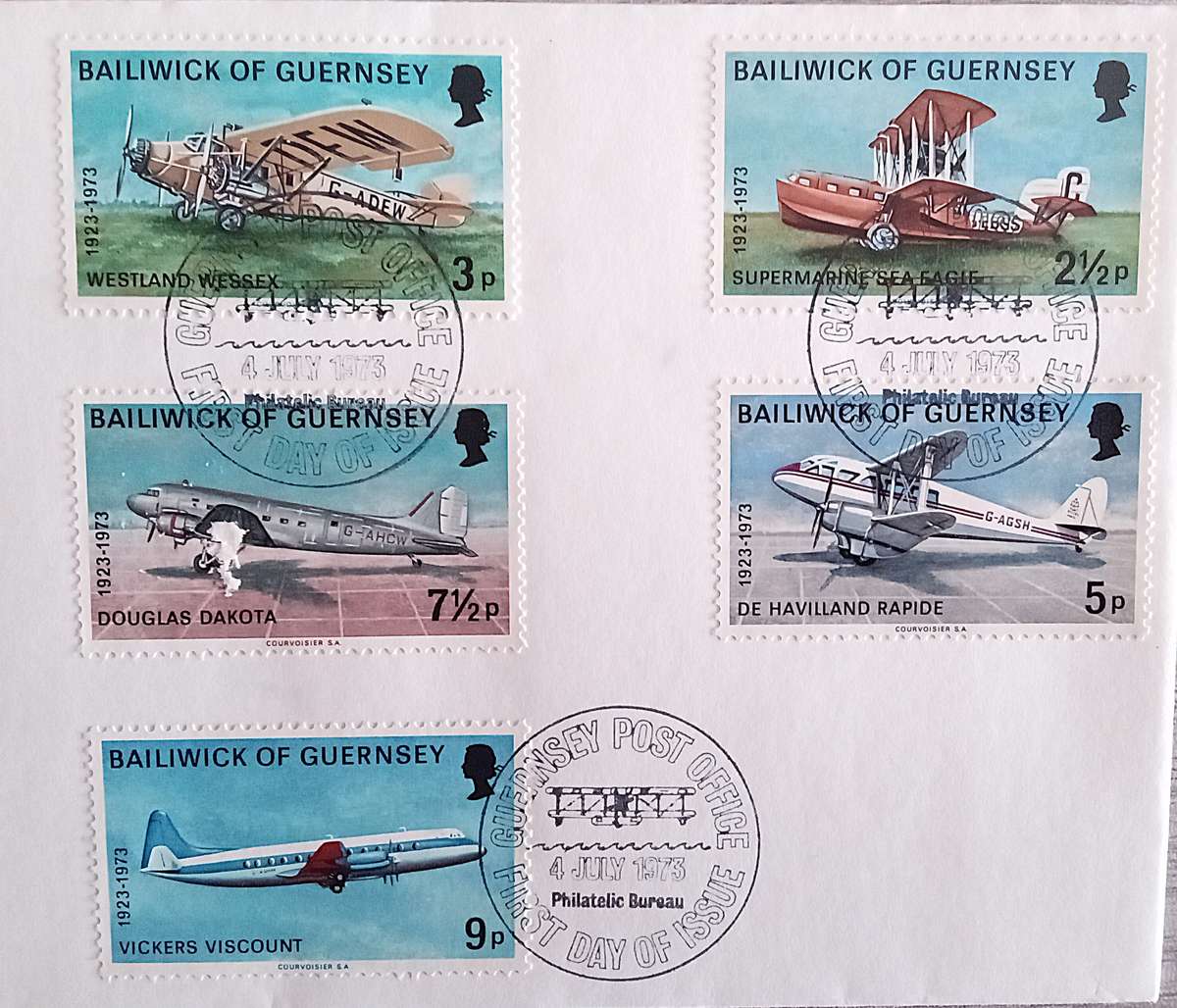 1973 First Day Cover 50 YEARS of air service 1923-1973 U.K.-GUERNSEY.