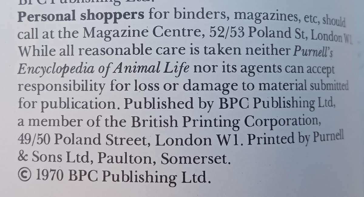 1970 Purnell's Encyclopedia Of Animal Life No89 (Vol6 No9)