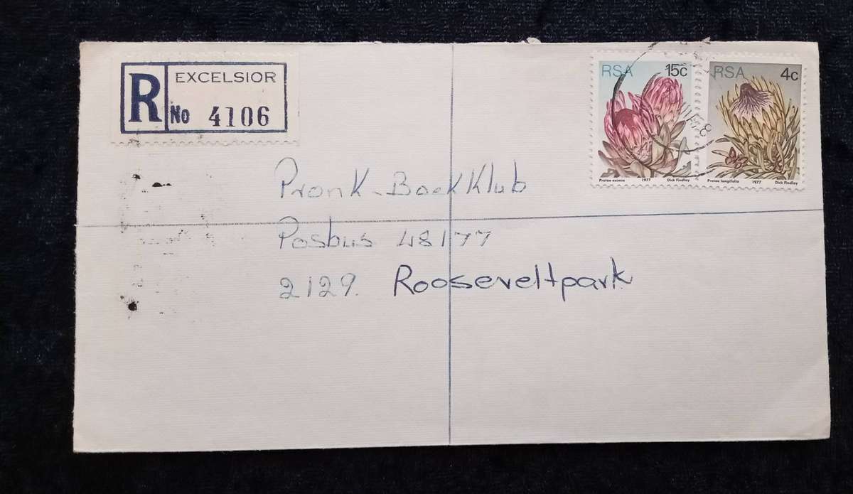 Mail/Postage/Domestic- Excelsior Registration Label and Cancel.
