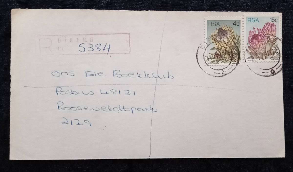 Mail/Postage/Domestic- Dibeng Registration Label and Cancel.