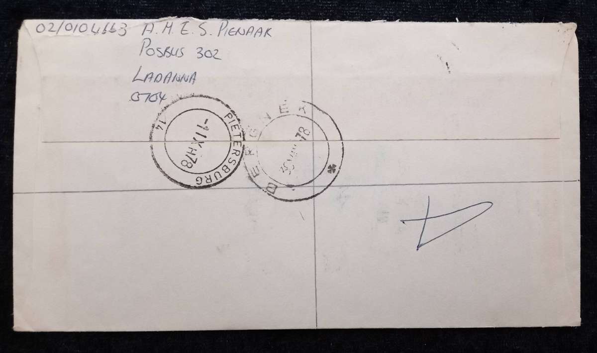 Mail/Postage/Domestic- Bergnek Registration Label and Cancel.