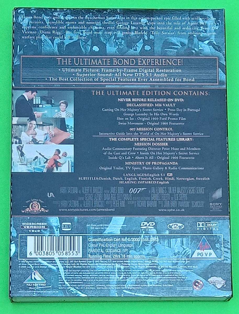 DVD- 007 On Her Majesty's Secret Service-Ultimate Edition 2 Disc DVD Set.