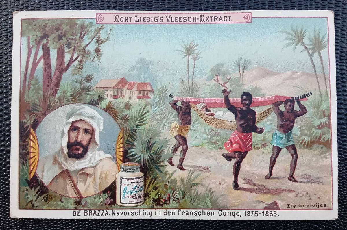 Advertising Card Extraxt From The Liebig's Company London. "De Brazza research in French Congo"