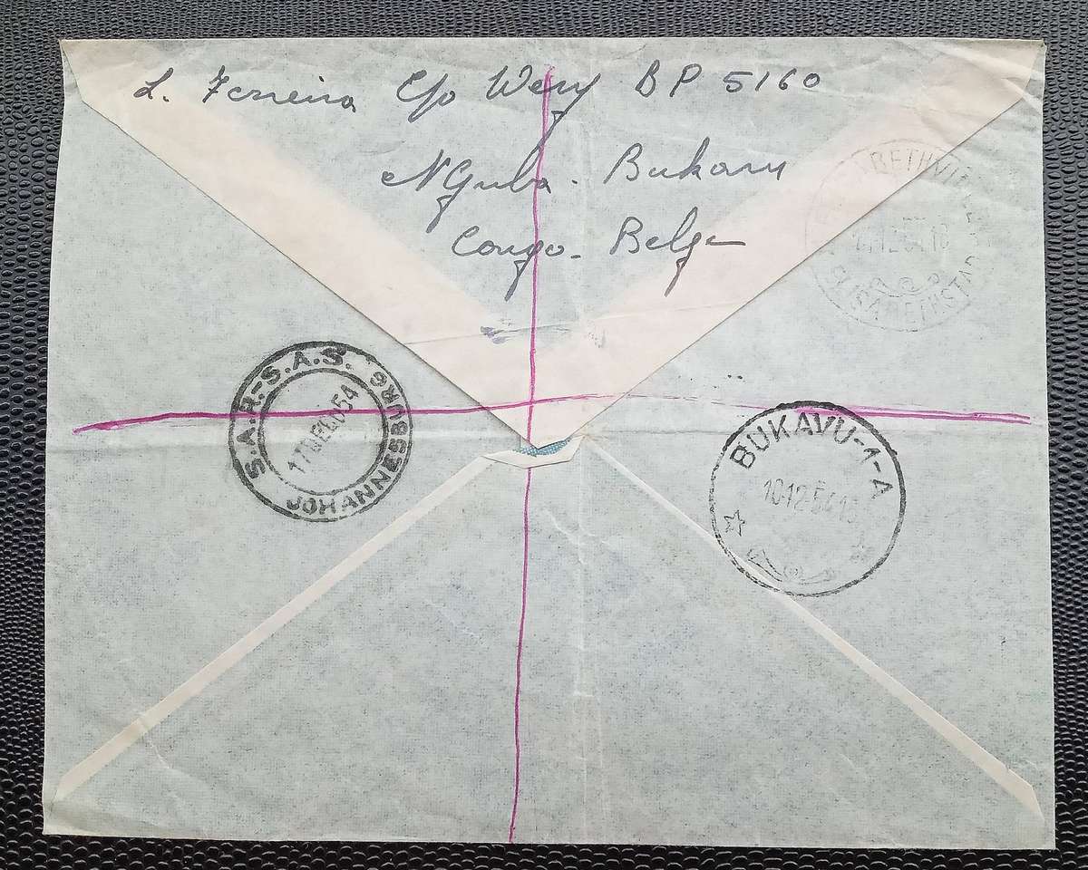 1954 Belgian Congo Cover/ Lukemba Cancel with Registration Label