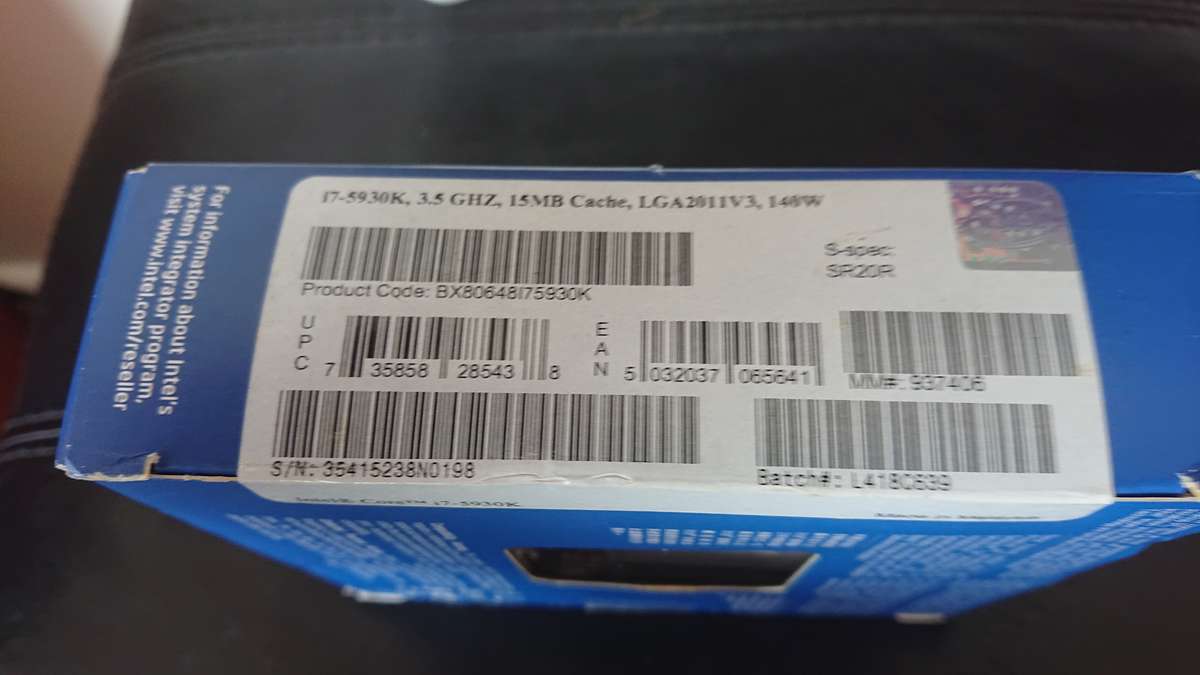 Intel I7 5930K 3.5GHZ 15MB Cache LGA2011V3 CPU