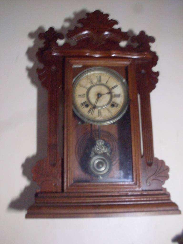 VINTAGE ANSONIA GINGERBREAD WALL CLOCK...WORKING