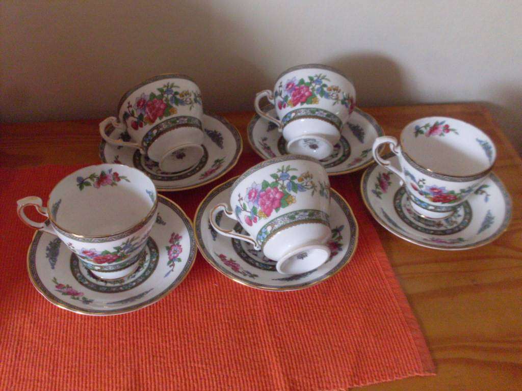 PARAGON 5 TEACUP DUOS TREE OF KASHMIR PATTERN