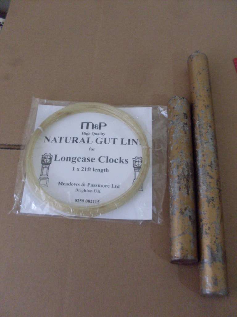 2 WEIGHTS FOR CLOCKS 21 FT NATURAL GUT FOR LONG CASE CLOCKS