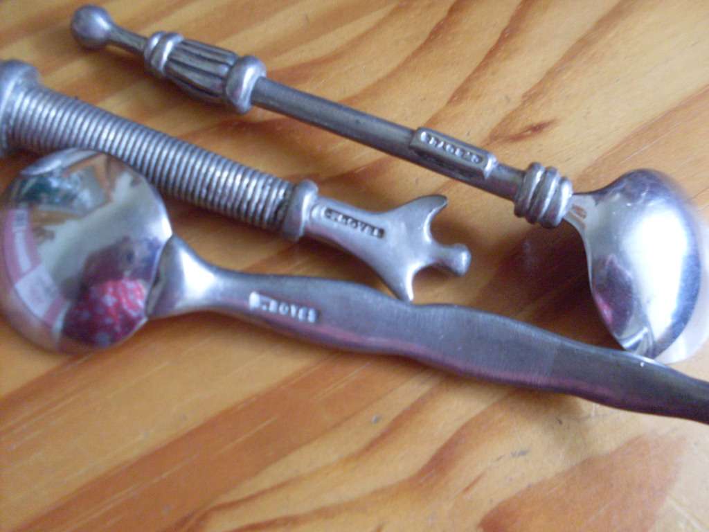 2 X  C.BOYES  SUGAR SPOONS  1 X C. BOYES BUTTER/PATE' KNIFE...ALL 3 MARKED