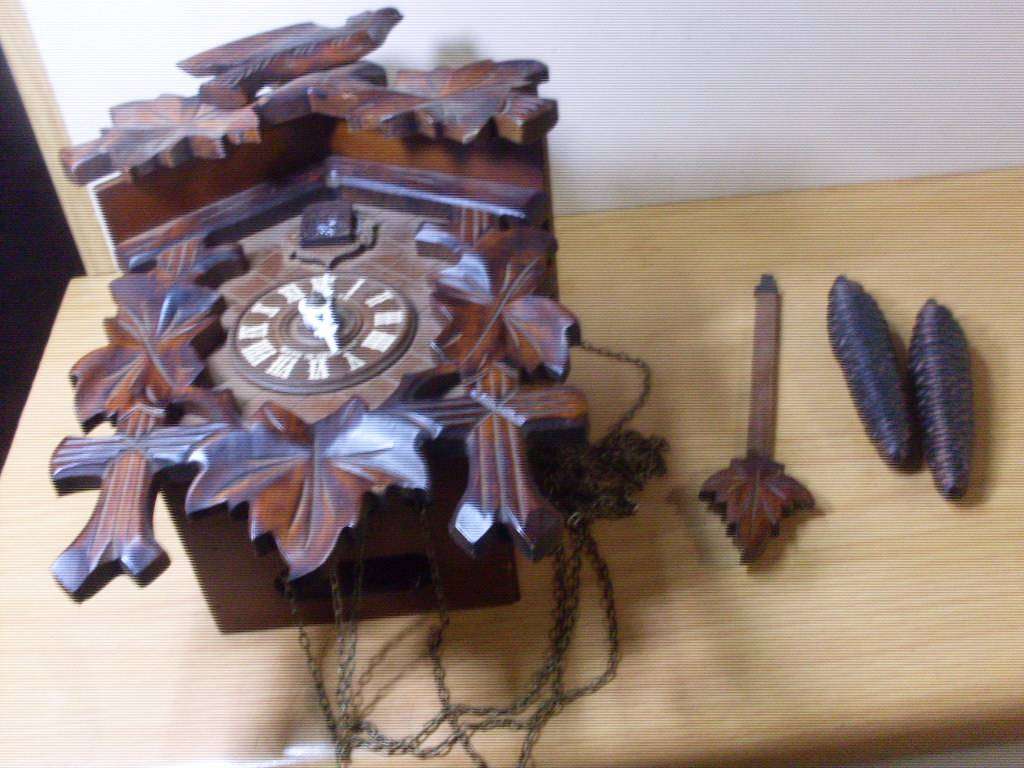 RARE A. SCHNEIDER CUCKOO CLOCK WITH COA BLACK FOREST STICKER ON BACK DOOR