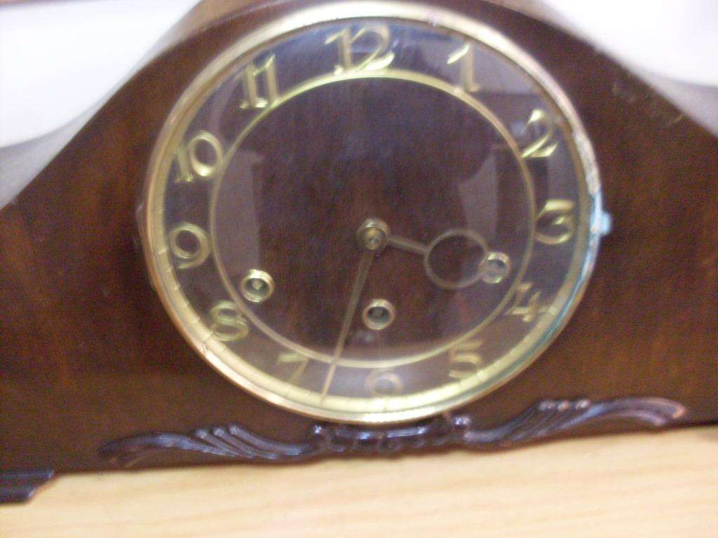 RARE....LARGE .VINTAGE KARL LAUFFER GERMAN WOODEN WESTMINSTER CHIME MANTLE CLOCK...WORKING