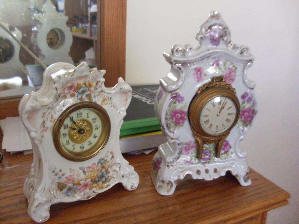 2 PRETTY PORCELAIN CLOCKS...WORKING