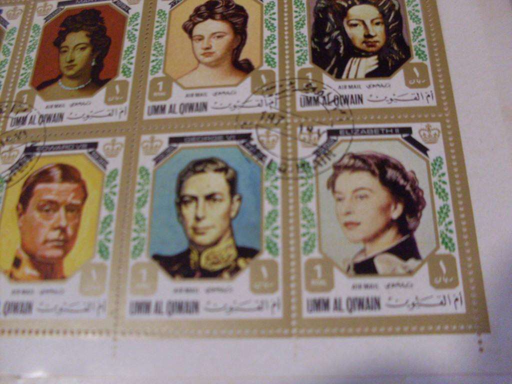 UM AL QUWAIN KINGS & QUEENS OF ENGLAND FULL SHEET OF POSTAGE STAMPS...1971