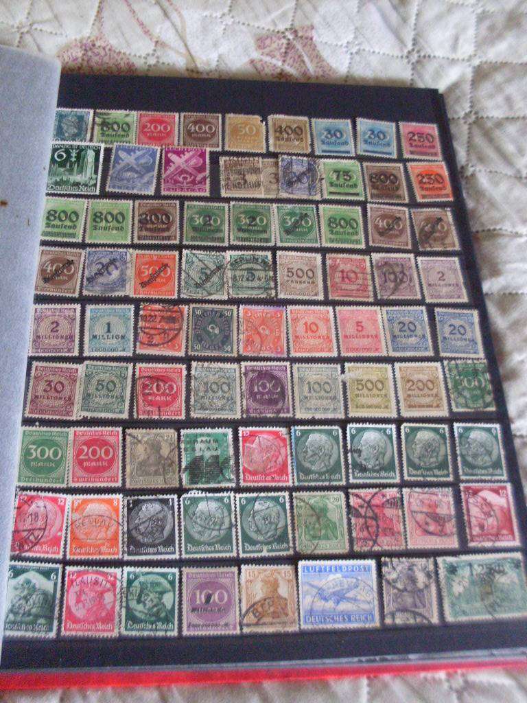 STAMP ALBUM WITH MOSTLY GERMANY AND AUSTRALIA USED/UNUSED POSTAGE STAMPS