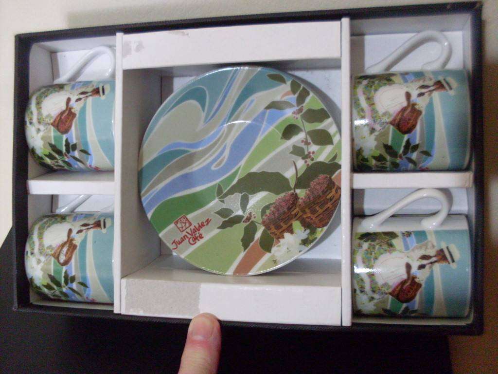 BOXED JUAN VALDEZ CAFE EXPRESSO CUPS/SAUCERS...SET OF 4