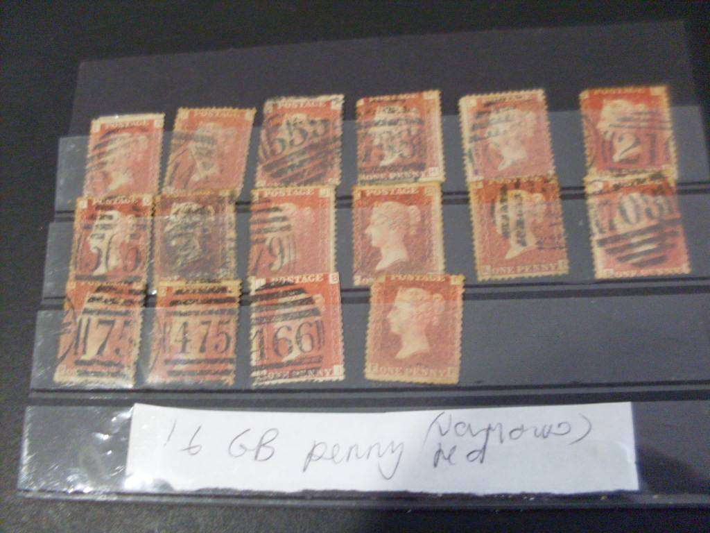 16 GREAT BRITAIN VARIOUS PENNY REDS USED POSTAGE STAMPS