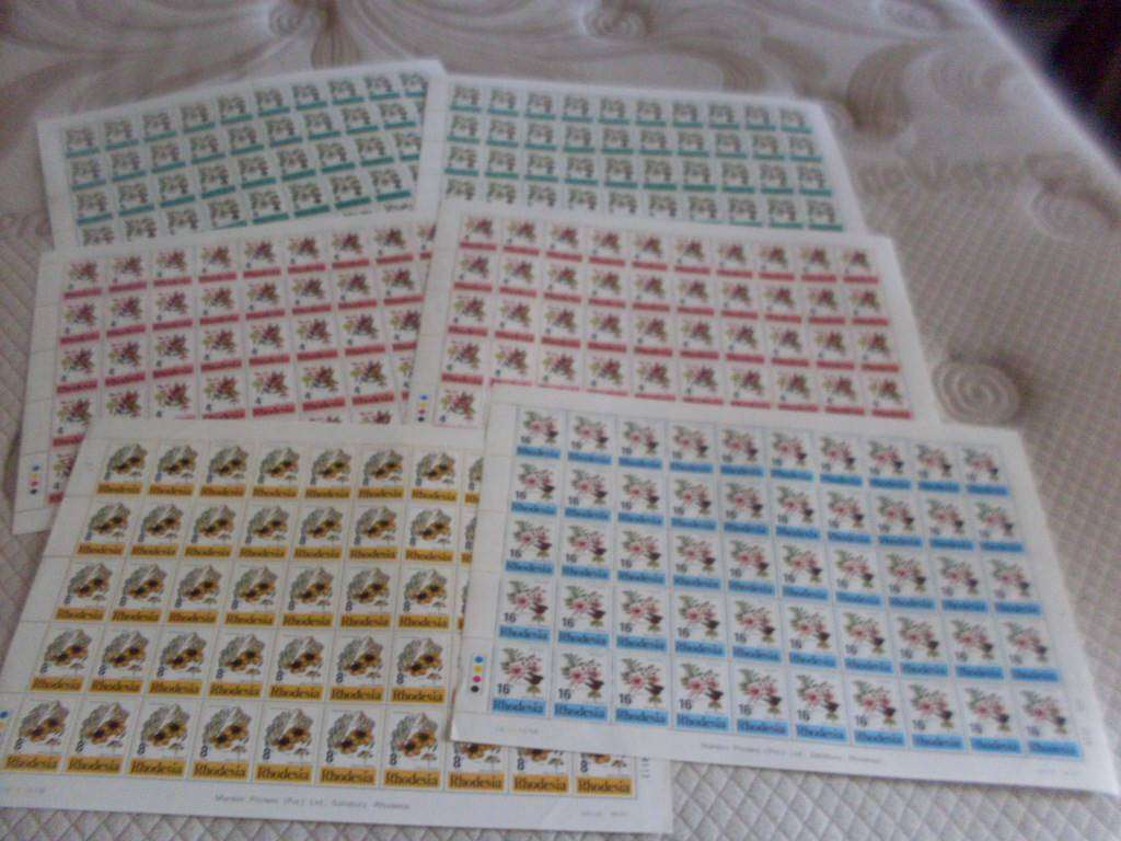 RHODESIA 6 X  POSTAL FULL SHEETS OF 50 STAMPS EACH......MINT