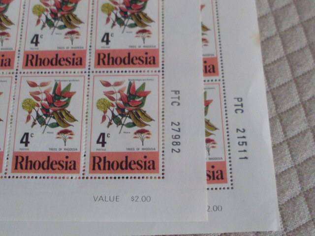 RHODESIA 6 X  POSTAL FULL SHEETS OF 50 STAMPS EACH......MINT